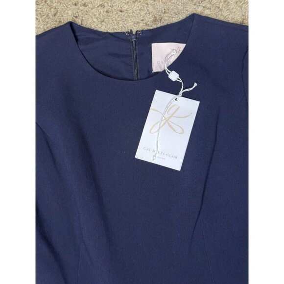 NWT GAL MEETS GLAM Celeste Blue Fit Flare Dress Long Sleeve Career Party Prep 6 - Picture 11 of 13